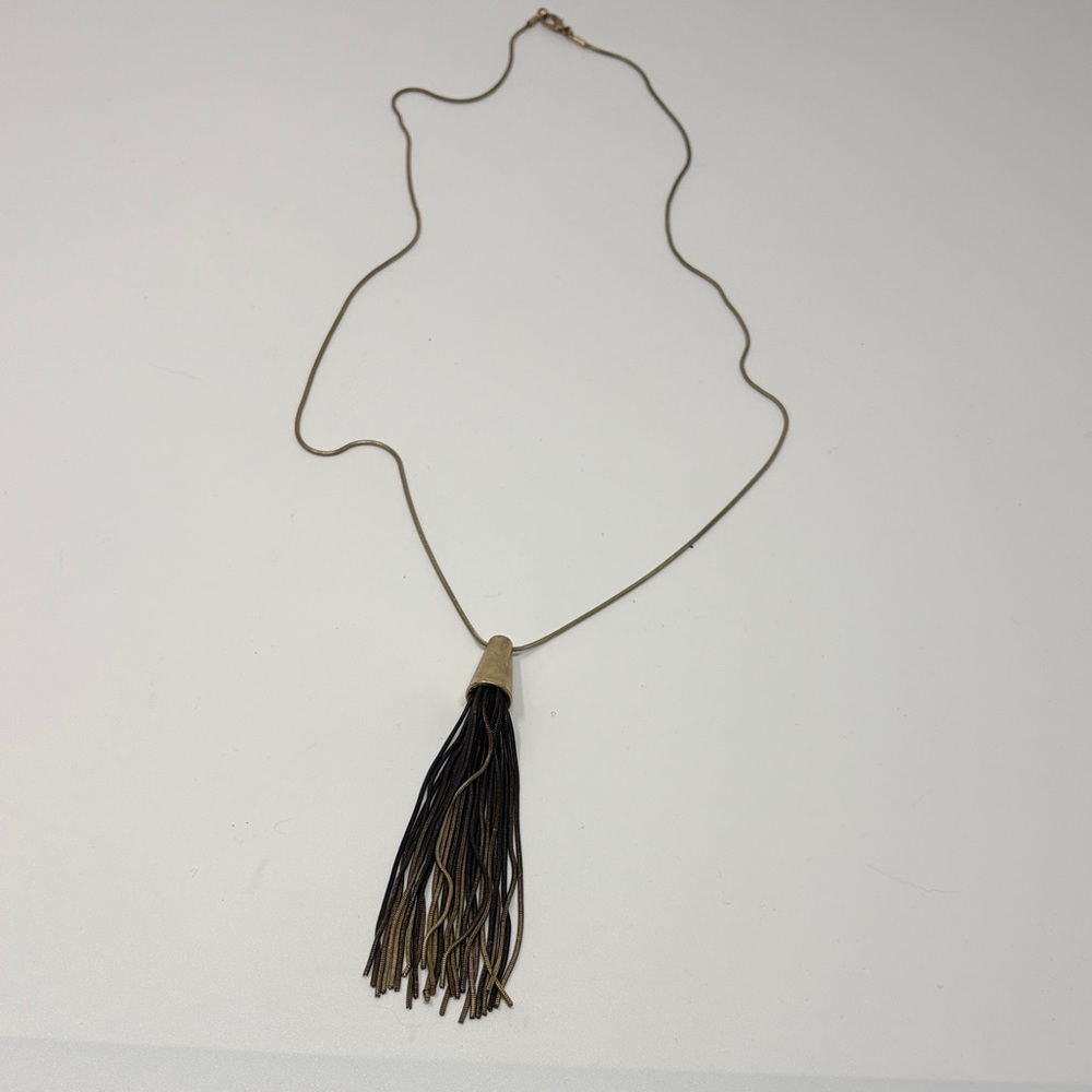 Vintage Gold and Black Tassel Necklace